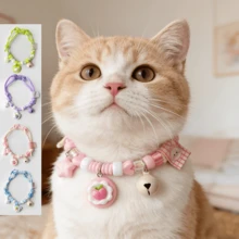 1pc Summer Cat Bell Necklace, Pet Collar, Refreshing Multicolor, Cute Fruit Bell Cat Collar, Dopamine Color Scheme, Lightweight And Comfortable, Suitable For Park, Lawn, Picnic And Kite Festival Pet Decoration - Multicolor - View 7