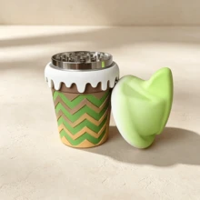 1件抹茶冰淇淋甜筒研磨器，可愛奶油融化邊緣4層鋅合金草藥研磨器，創意設計抽菸配件 - 查看 5
