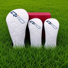 Set Pelindung Kepala Stik Golf Kulit PU Premium Logo Q10 untuk Driver, Fairway Wood & Hybrid, Pelindung Stik Golf Bordir dengan Lapisan Plush Lembut, Set Pelindung Kepala Tahan Air, Putih - Putih - View 3