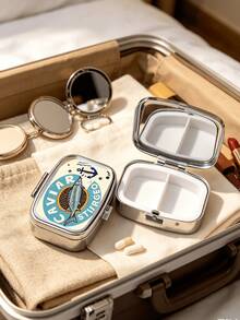 Vintage Fun Fish-Shaped Square Pill Box, Dual Compartment Design, Compact And Portable For Daily Medications And Vitamins, Suitable For Home, Travel, Also As A Unique Pocket/Wallet Gift, Applicable For Emergency Situations, Travel, Hiking And Other Emergency Rescue Occasions - Multicolor - View 5