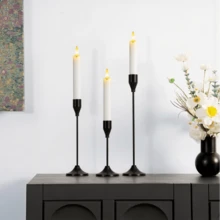 12/6/3pcs Iron Conical Candle Holder – Romantic European-Style Candlelight Dinner Decoration For Weddings, Home, Holiday Table Settings (Christmas, Easter, Thanksgiving, Halloween), Hotel Decor, Durable & Easy To Assemble (Candles Not Included) - Black - View 14