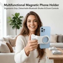 Asistente magnético multifuncional para cámara de teléfono, botón inalámbrico desmontable, mango de obturador Bluetooth universal para Apple y Android, estabilizador de selfie, herramienta de asistencia para fotografía y vlog de teléfono, batería recargable integrada de 55mAh - Ver 11