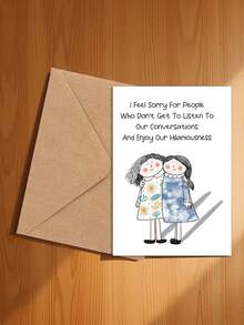 OBOVAY 1pc Funny Friendship Birthday Card, Suitable For Best Friend, Cartoon Design, Perfect Birthday Gift For Close Friends And Sisters, Also Great For Any Gifting Occasion, Comes With Envelope - A - View 3