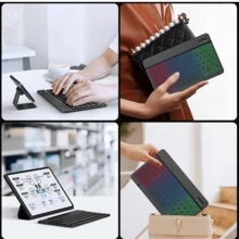 Teclado inalámbrico Bluetooth recargable, retroiluminación de 7 colores, compatible con Android Windows Tablets Teléfonos Pro Air Mini, OS/IOS 13 y versiones superiores - Ver 5
