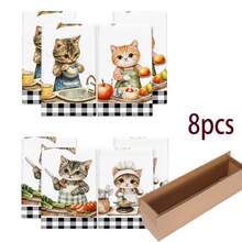2/4/6/8pcs/Set, Dish Towel, Printed Pattern Towel, Microfiber Modern Absorbent Cloth, Cooking And Baking Tea Towel, Dishcloth, Cleaning Towel, Hand Towel, Tea Towel, Super Soft And Highly Absorbent, Kitchen Decor, Gift For Neighbors, Gift For Mom, Birthday Gift, Sweet Housewarming Gift For Friends, Kitchen Accessories, Daily Necessities, Life Essentials. - Multicolor - View 13