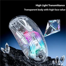 AULA SC630Pro Transparent Wireless Mouse Tri-Mode 2.4G Bluetooth Wired Gaming Mouse With Magnetic Charging Dock RGB Backlight Original AULA Office Game Mouse - View 4