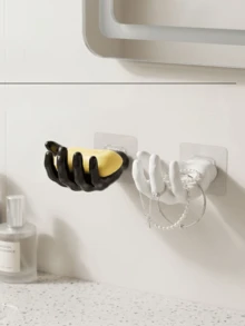 Creative 3D Hand Wall-Mounted Storage Shelf, No-Drill Adhesive Backing Wall Organizer, Suitable For Entryway Keys, Vanity Jewelry, Bathroom Soap, Artistic Mechanical Hand Decorative Storage Bracket - A - View 5