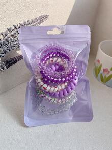 30pcs/6pcs Women's Jelly Color Spiral Hair Ties, High Elasticity Hair Ties For Bun, Sweet Girl Hair Ties, Fresh Style Ponytail Ties, Versatile, Elegant, Simple, Solid Color Hair Ties, Suitable For Daily Wear, Casual, Commuting, Vacation, Hairstyle Design, Ponytail, Bun Elastics Rubber Bands - Multicolor - View 6