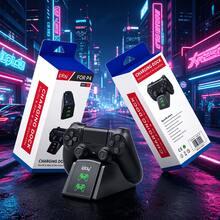 iplay PlayStation 4/Slim/Pro 無線控制器雙充充電座,雙控制器同步充電,紅/綠狀態指示燈,過充保護,桌面控制器充電與收納架 - 查看 4