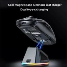 AULA SC630Pro Transparent Wireless Mouse Tri-Mode 2.4G Bluetooth Wired Gaming Mouse With Magnetic Charging Dock RGB Backlight Original AULA Office Game Mouse - View 3