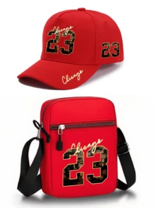 1pc/2pcs "Chicago 23" Gold Personalized Number Graphic Print Unisex Curved Brim Baseball Cap And Crossbody Bag, Street Fashion Outdoor Sports Baseball Cap And Bag, Adjustable, Gift For Yourself Or Friends - Multicolor - View 7