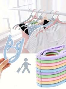 1pc Travel Hanger, Portable Folding Clothes Hanger, Essential For Cruise, Travel Accessory, Foldable Drying Rack - Multicolor - View 6