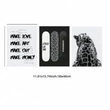 3pcs Frameless Y2K Fashion Art Prints, Black And White Gallery Wall Decor Set, Featuring Surfboard And "Ciao!" Text, Amalfi Coast Minimalist Poster, Dopamine Dorm Decor, Aesthetic Room Decoration - D-frameless - View 2