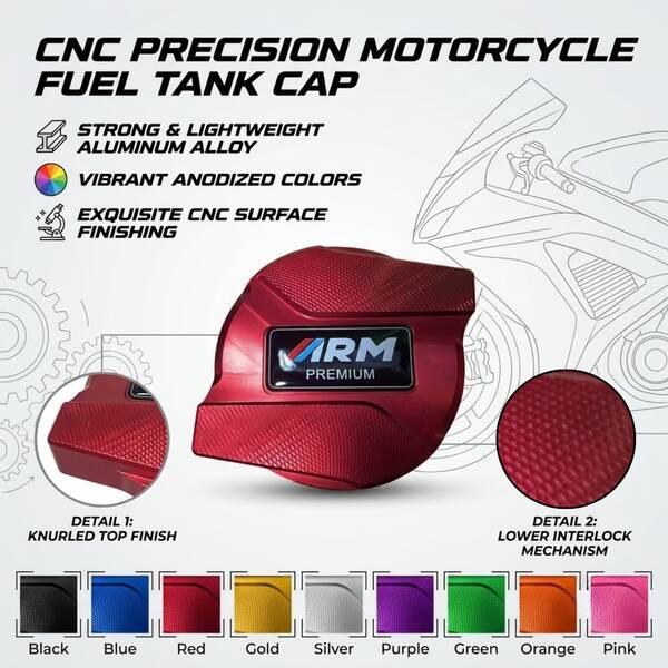 CNC Fuel Tank Cap Cover, Universal Motorcycle Fuel Tank Cap Decorative Accessory, Thailook Style Modification Part