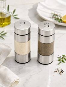 1個不鏽鋼廚房調味料容器，鹽胡椒瓶或液體調味料瓶，附透明視窗，適用烹飪、餐桌、餐廳與居家 - 銀色 - 查看 2