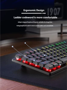 AULA S3005 Mechanical Feel Keyboard, 104-Key Layout, RGB Backlit, USB Wired, Single Keyboard For Mouse, PC, Laptop, Office, Mac - View 7