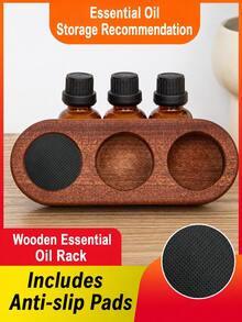 1PC Wooden Essential Oil Storage Rack, Multiple Wooden Storage Bases, Porous Wooden Storage Boxes, Suitable For Regular Storage In Multiple Scenarios, Suitable For Desktop Storage, Beauty Storage, Essential Oil Storage. - View 4