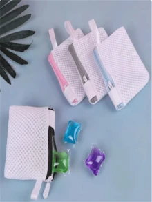 1/3pcs Triangle Thick Mesh Laundry Bag, Zipper Closure Reusable, Designed For Laundry Beads, Effectively Prevents Bead Clumping, Long-Lasting Fragrance And Enhanced Cleaning Power, Machine Washable Without Deformation, Home Laundry Storage For Small Items And Gardening - Multicolor - View 8