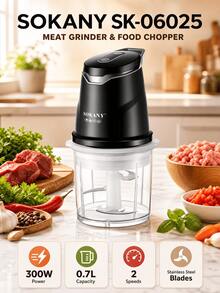 SOKANY 06025 0.7L Stainless Steel Meat Grinder, Handheld, 10000 RPM, Suitable For Meat/Vegetables/Garlic, Easy To Clean, Home Kitchen - Black - View 3