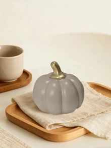Fall Pumpkin Decor, 1 Pc Resin Thanksgiving Fake Pumpkin Figurines, White And Gold Pumpkins For Decorating, Fall Decorations For Home, Farmhouse, Harvest Table Centerpiece - Pumpkin Decoration - View 10