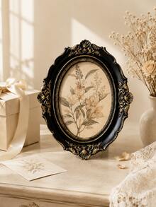 1pc Hollow Decorative Oval Photo Frame, Black Gold Vintage Baroque Picture Frame, Frame Only Photo Paper Not Included, DIY Wall Tabletop Display For Bedroom Living Room Decor - New Model - View 10