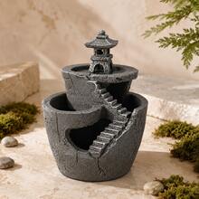 Zen Pagoda Succulent Plant Pot, Multi-Layer Mountain-Style Mini Cactus Planter, Resin Desktop Bonsai Pot, Home And Office Desk Decoration - Zen Pagoda Flower Pot - View 5