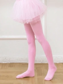3雙女童芭蕾舞連褲襪，1-16歲幼兒兒童校服腳蹬式緊身褲，純色白色粉色黑色高彈性褲襪 - 彩色 - 查看 8