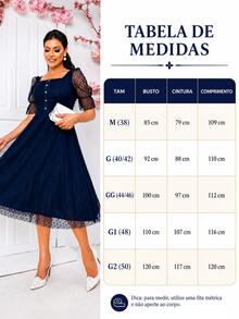 Vestido Feminino Elegante de Festa Casamento Civil Madrinha Rodado de Tule - Azul Marinho - Visão 5