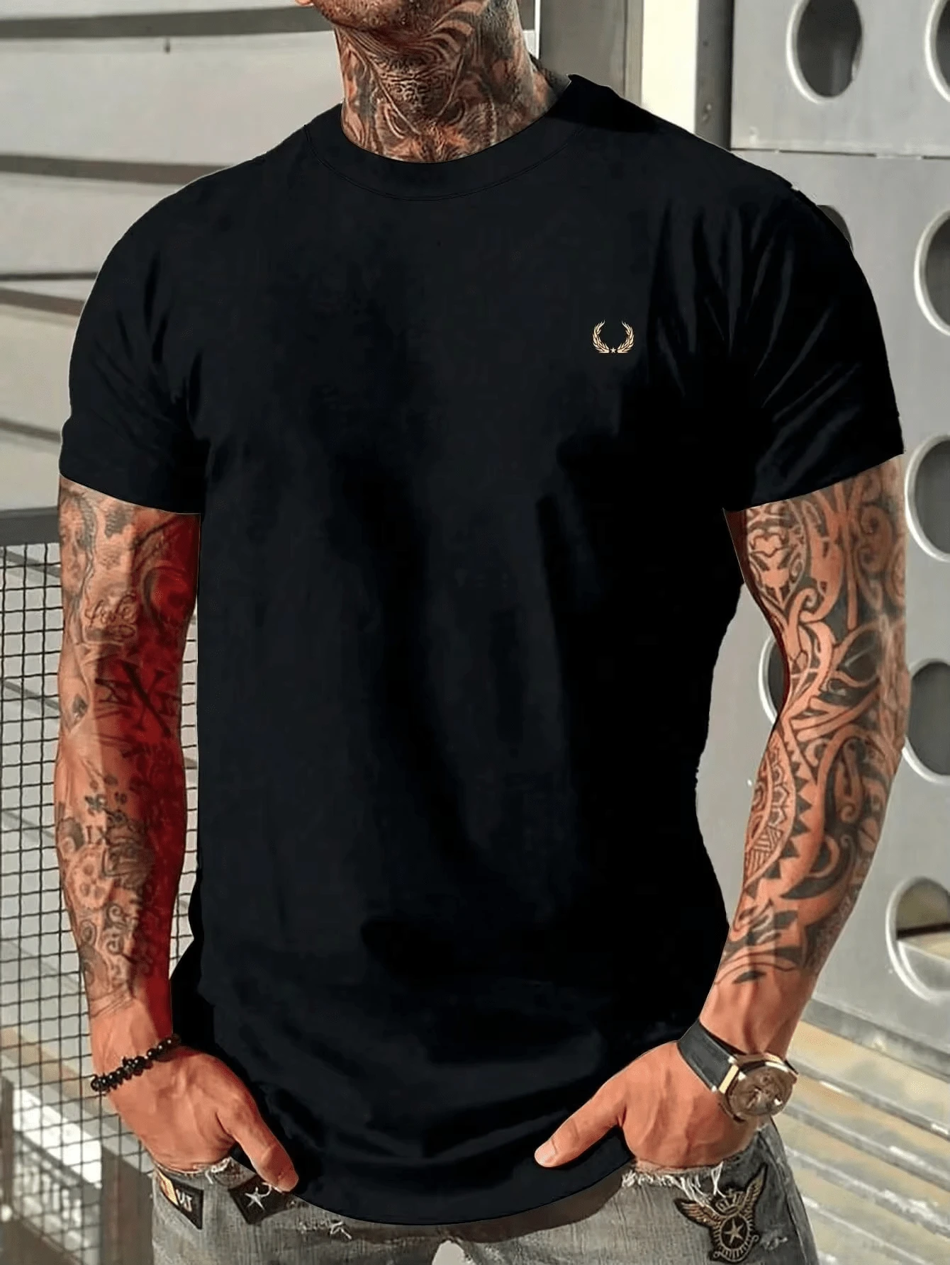 Men T-Shirts - 黑色 - 查看 1