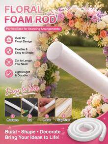 Barra de espuma floral de 200 cm, se puede cortar libremente, adecuada para arco de boda y decoración de fiesta, se puede usar como espuma floral, flotador de piscina, base de barra de espuma floral hecha a mano, espuma floral DIY, amplia gama de usos, esponja cilíndrica, adecuada para el Día de San Valentín, decoración de Año Nuevo, suministros para eventos festivos y decoración del hogar. - Multicolor - Ver 2