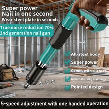 1 Set Blue Multi-Function Mini Nail Gun Kit - 5-Speed Adjustable, Manual Operation, Suitable For Woodworking And Decoration - Includes Pneumatic Concrete Nail Gun For Brick And Cement Walls (Nails Not Included) - A - View 2
