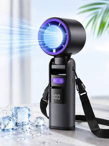 2000mAh Battery Powered Portable Handheld Turbo Fan, 199-Speed Wind, Semiconductor Cooling Turbo Technology Rechargeable Handheld Fan, Multi-Functional Fan, Suitable For Outdoor Activities, Travel, Work, Wearable Cooling Fan - Multiple Styles and Colors - View 2