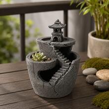Zen Pagoda Succulent Plant Pot, Multi-Layer Mountain-Style Mini Cactus Planter, Resin Desktop Bonsai Pot, Home And Office Desk Decoration - Zen Pagoda Flower Pot - View 8