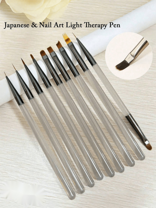 1pc Japanese Style Grey Series Nail Art Brush, Nail Art Brush, Liner Brush, Dual-Ended Brush, Carving Brush, UV Gel Painting Brush, Gradient Brush, Suitable For Nail Salon And Home Use