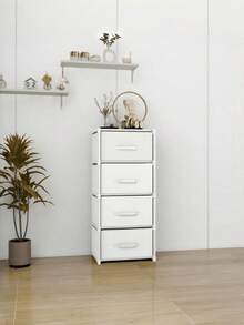 1pc Minimalist Multi-Color Fabric Drawer Cabinet, Black/Grey/White Freestanding Stackable Bedside Storage Rack, Metal Frame Space-Saving Vanity Cabinet, Suitable For Dorm, Apartment And Bedroom, Back To School And Moving Essentials, Laundry Room And Home Daily Storage - Multicolor - View 7