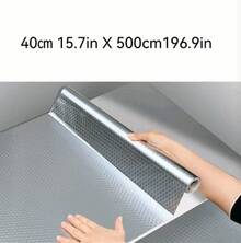 15.7x196.9 Inches Silver Self Adhesive Aluminum Foil Kitchen Splash Guard Peel Stick Cabinet Shelf Liner Wall Sticker - Übersicht 2