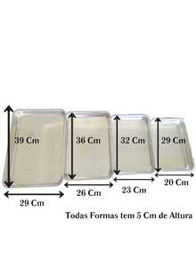 Kit 4 Assadeiras Retangulares de Alumínio para Forno – Formas para Bolo, Torta, Frango e Peixe – Tamanhos Variados - Prata - Visão 5