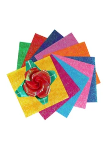 50pcs/100pcs Glitter Paper Shiny Lucky Bird Origami 3.94 X 3.94 Inch Handmade Sparkling Square Paper - Multicolor - View 7