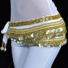 1 pieza Cadena de cintura con cuentas redondas pequeñas súper pesada, cadena de cintura de danza del vientre dorada, cinturón de cintura de danza del vientre, perfecta para danza del vientre, festivales, fiestas, ropa de playa, accesorios de playa para mujeres - Multicolor - Ver 9