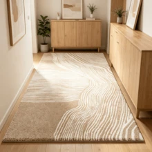 1 tapete retangular assimétrico com linhas castanho claro, tapete espesso, tapete felpudo, tapete decorativo, decoração de quarto, tapete pequeno, decoração para casa - Multicolorido - Ver 7