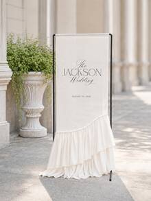 Ruffled Wedding Welcome Sign - Sheer Chiffon Welcome Sign - Fabric Wedding Banner - Ceremony Welcome Sign - Bohemian Style Wedding - Multicolor - View 7