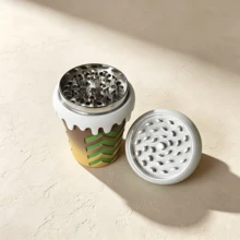 1件抹茶冰淇淋甜筒研磨器，可愛奶油融化邊緣4層鋅合金草藥研磨器，創意設計抽菸配件 - 查看 4