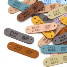 3/5/8/10/15/18/20/22/25Pcs Handmade Clothing Labels, Faux Leather Labels, Handmade Labels, DIY Hat Bag Clothing Accessories, Random Color - Multicolor - View 4