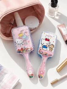 1件 MINISO Hello Kitty 亮片流體沙發梳，可愛泰迪熊漂浮亮片氣墊按摩梳，適合返校季，女性運動後清爽護髮梳 - 彩色 - 查看 3