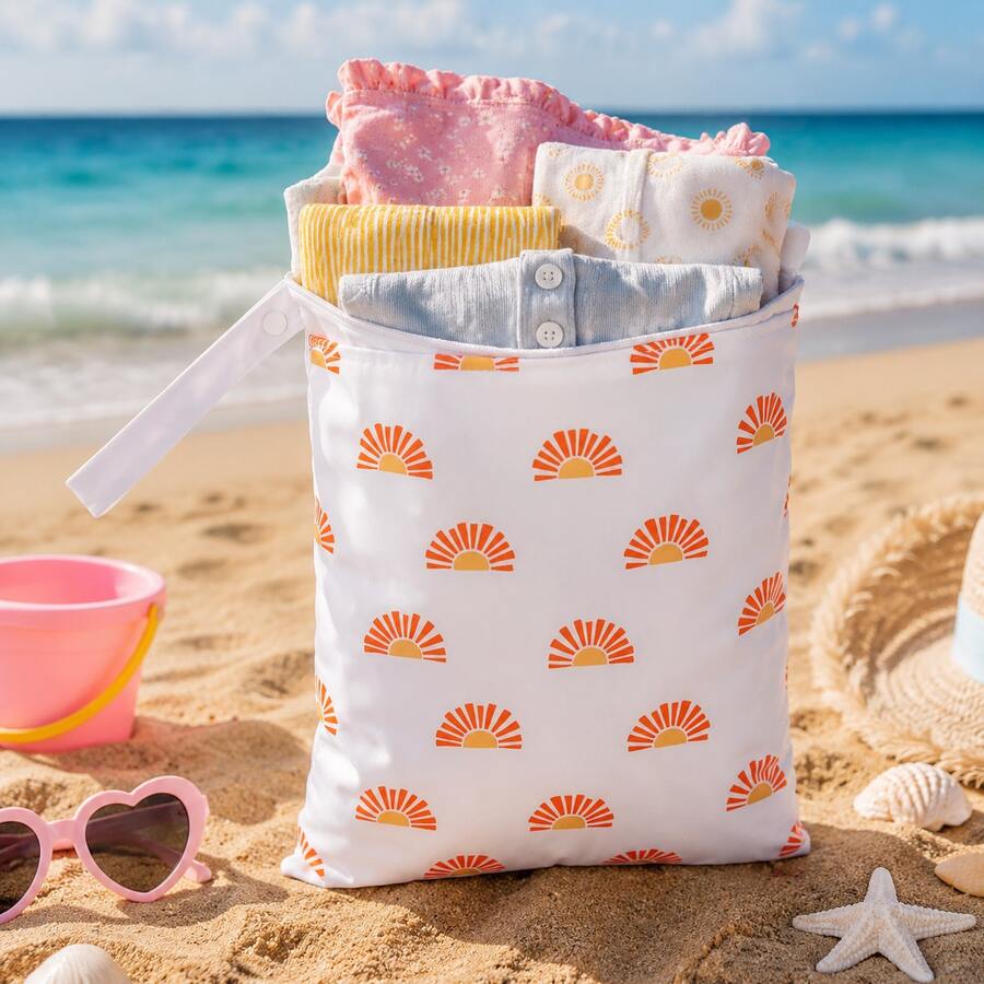 1pc Reusable Storage Bag With Zipper, Large Capacity Organizer Pouch For Clothes, Diapers, Towels And Travel Essentials - Multicolor - View 1