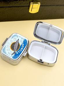 Vintage Fun Fish-Shaped Square Pill Box, Dual Compartment Design, Compact And Portable For Daily Medications And Vitamins, Suitable For Home, Travel, Also As A Unique Pocket/Wallet Gift, Applicable For Emergency Situations, Travel, Hiking And Other Emergency Rescue Occasions - Multicolor - View 12