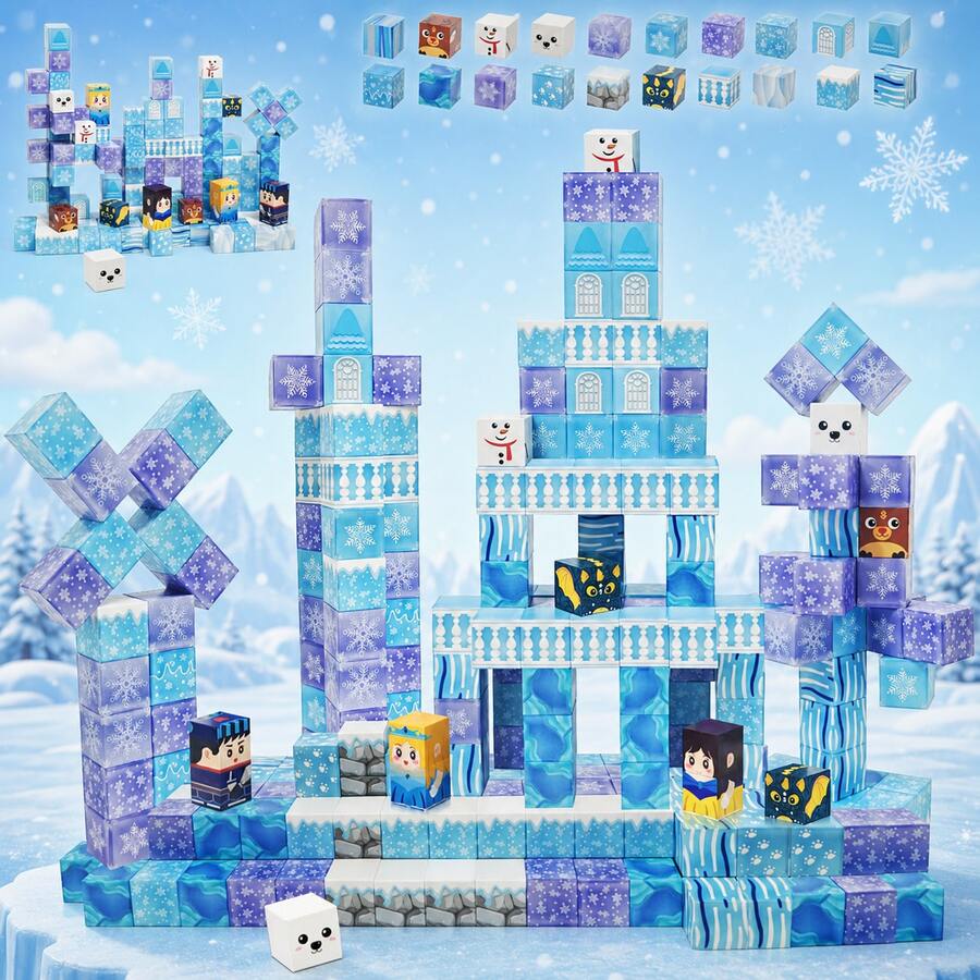 Magnetic Building Blocks Game, Cool Educational Toys For Kids, Boys & Girls Ice Castle Building, Christmas & Halloween Party Gift, Back To School Essential - Multicolor - View 1