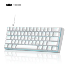 MageGee Star61 Mini Teclado Mecánico 60%, 61 Teclas Teclado de Juego Compacto con Retroiluminación LED, Teclado Multidispositivo Pequeño, Teclado Portátil con Retroiluminación, Adecuado para Portátil, Escritorio, Computadora, PC, Interruptor Blanco/Interruptor Rojo - Blanco - Ver 11