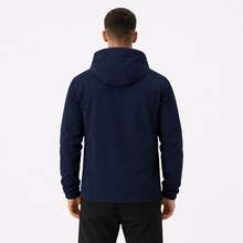 Men's Waterproof Windbreaker With Removable Hood, Sportswear For Gym Or Running - 藏蓝色 - 查看 3