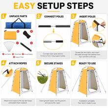 Portable Outdoor Changing Tent 1.2 X 1.2 X 1.85m Private Shower Tent, With Zipper Door, Support Poles, Ground Stakes And Storage Bag, Suitable For Camping, Beach, Poolside - A - View 5